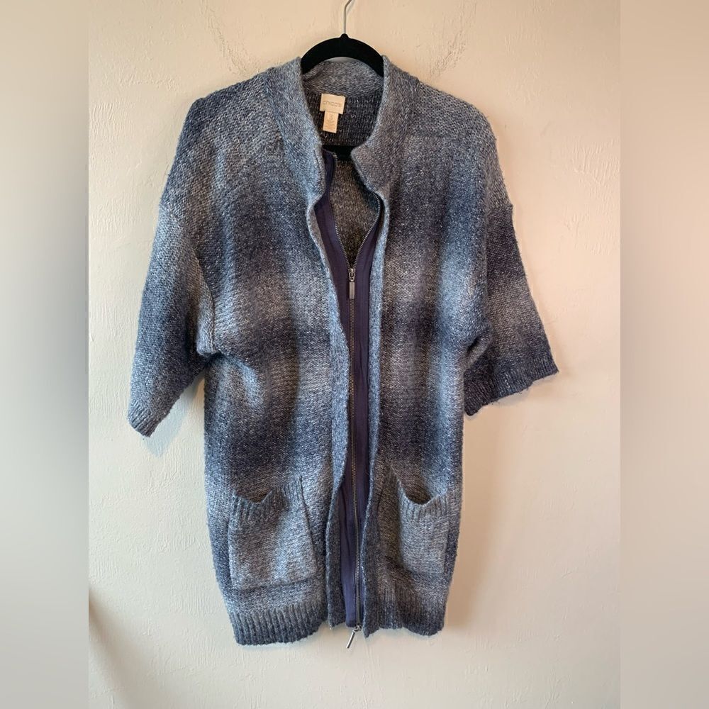 Space-Dyed Blue Zip-Up Sweater size 3 (L) - Picture 3 of 10